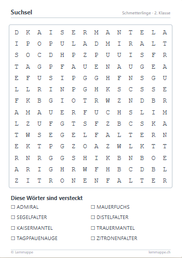 Arbeitsblatt Suchsel